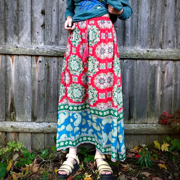 Angie Psychadelic Hippie Paisley Maxi Skirt Sz. M - Picture 2 of 4
